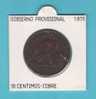 Gobierno Provisional  1.870  OM Barcelona Cobre  10 Centimos  KM#663(Y54)  EBC/XF  DL-9002 - Other & Unclassified