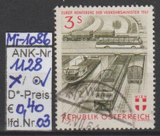 1961 - ÖSTERREICH - SM "Europ. Konferenz D. Verkehrsminister 1961" 3 S Zweif. - O Gestempelt -  S. Scan (1128o 03  At) - Gebraucht