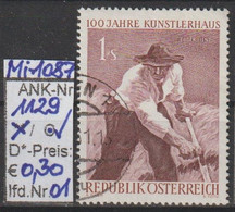 1961 - ÖSTERREICH - SM A.Satz"100.Jahrestag D.Ges. Bild. Künstler" 1S Zweifärbig - O Gestempelt - S.Scan (1129o 01  At) - Used Stamps