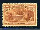 1893  30 C. Columbus 90*   Gomme Originale  Avec Adhérence Papier   Cote 275 Euros  Mappemonde Sur La Table - Neufs