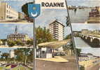 Roanne ( Loire) La Gare La Nouvelle Poste Station Service..blason, Ed La Cigogne - Roanne