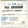 PAUL ABRAHAM  °  LA PAIX ET L´ AMOUR     °° DEDICACE - Autogramme