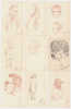 Delcampe - 9 Dessins De Personnages Au Crayon Et Sanguine Signés RS Et Datés 1925 - Dessins