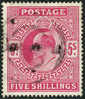 Great Britain #140 (SG #264) XF Used 5sh Carmine Rose King Edward VII From 1902 - Usati