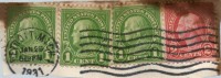 2 C.1923,perf:10,1 C.1922/23,perf:11,cancel:Detroid 29.01.1931,used On Piece,as Scan - Used Stamps