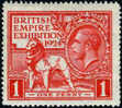 Great Britain #185 (SG #430) XF Mint Hinged 1p Vermillion George V From 1924 - Unused Stamps