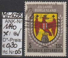 1961 - ÖSTERREICH -  SM  "40 Jahre Burgenland"  -  O  Gestempelt  - Siehe Scan (1140o 05   At) - Gebruikt