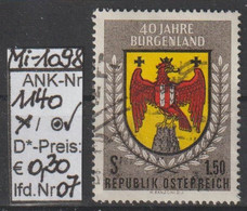 1961 - ÖSTERREICH -  SM  "40 Jahre Burgenland"  -  O  Gestempelt  - Siehe Scan (1140o 07   At) - Gebruikt