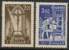 FINLANDE - 1942 -  YVERT  253-254 - IMPRESSION / WRITING - Unused Stamps