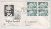 Canada FDC 9-6-1965 Block Of 4, Sir Wilfred Greenfell With Cachet Sent To Denmark - 1961-1970