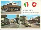 CHIASSO  - CONFINE ITALO SVIZZERO -  COLORI VIAGGIATA  1963  -  ANIMATA E VETTURE D'EPOCA - TIMBRO POSTE  CHIASSO SVIZZ - Dogana
