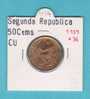 II REPUBLICA  50  CENTIMOS  COBRE  KM#754.1          1.937 #36    EBC/XF     DL-9154 - 50 Centiemos