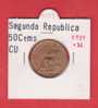 II REPUBLICA  50  CENTIMOS  COBRE  KM#754.1          1.937 #36    EBC/XF     DL-9155 - 50 Centesimi