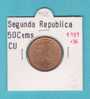 II REPUBLICA  50  CENTIMOS  COBRE  KM#754.1          1.937 #36    EBC/XF    DL-9163 - 50 Céntimos