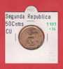 II REPUBLICA  50  CENTIMOS  COBRE  KM#754.1          1.937 #36    EBC/XF    DL-9165 - 50 Centesimi