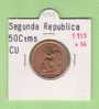 II REPUBLICA  50  CENTIMOS  COBRE  KM#754.1          1.937 #36    SC/UNC    DL-9171 - 50 Céntimos