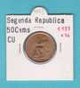 II REPUBLICA  50  CENTIMOS  COBRE  KM#754.1          1.937 #36    SC/UNC    DL-9173 - 50 Centiemos