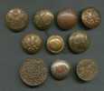 WW I RUSSIA BRITAIN, LOT OF 10 INSIGNIA COCKADE BUTTON - Knöpfe