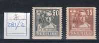 SVEZIA/SVERIGE 1940 ---NASCITA J.T.SERGEL-- Rif.281/282 - Unused Stamps