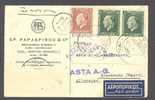 Greece Airmail Par Avion Label SP. PAPASPIROU & Co Athens 1937 Card To Brackwede Germany - Briefe U. Dokumente