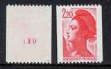 FRANCE - TYPE LIBERTE 2.20  Francs Rouge - NUMERO ROUGE DE ROULETTE # 2379a ** - Coil Stamps