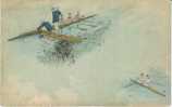 Rowing, Artist 1900s Vintage Postcard, Sculls Crew - Canottaggio