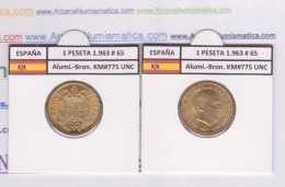 ESPAÑA / FRANCO   1  PESETA   1.963 #65  ALUMINIO-BRONCE  KM#775  SC/UNC    T-DL-9253 - 1 Peseta