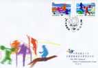 FDC 2001 Games Stamps Table Tennis Weight Lifting Taekwondo Swimming Sprint Javelin Sport - Tennis De Table