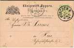DR Bayern 1882 Mi Xx Postkarte - Enteros Postales