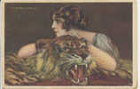 T. CORBELLA Lovely Woman With Tiger's Head,  Near EX Cond. PC Mailed 1917, Dell' Anna & Gasparini, 371-5 - Corbella, T.