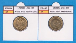 ESPAÑA / FRANCO   1  PESETA   1.966 #73  Aluminio-Bronce  KM#796     SC/UNC     T-DL-9274 - 1 Peseta