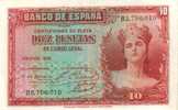 SPAIN 10 PESETAS RED WOMAN FRONT & EMBLEM BACK  DATED 1935 EF P.86 READ DESCRIPTION !! - 10 Peseten