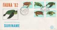 SURINAME Poste Série 842 à 846 FDC Premier Jour TORTUE SCHILDKRÖTE TURTLE TORTOISE TORTUGA - Turtles