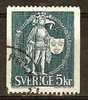 SWEDEN 1970 Great Seal Of Erik IX -  5k. - Green On Cream  FU - Oblitérés