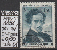 1962 - ÖSTERREICH - SM "100. Todestag Von Friedrich Gauermann" -  O Gestempelt - S: Scan (1151o 01  At) - Usados