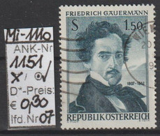 1962 - ÖSTERREICH - SM "100. Todestag V. Friedrich Gauermann" - O Gestempelt  - S: Scan (1151o 07   At) - Used Stamps