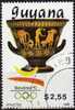 Olympiade 1992 Barcelona GUYANA 3064+Block 65 O 17€ Antike Vase-Zeichnug Athleten Vor Dem Kampf Bloc Ms Sheet Bf America - Ete 1992: Barcelone