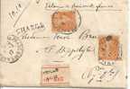 N° Y&t 141X2   LAC CHARGE     MARSEILLE Vers  ST HYPOLITTE  Le 08 MARS 1917 - Storia Postale