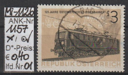 1962 - ÖSTERREICH - SM  "125 Jahre Österr. Eisenbahnen" 3 S Zweifarbig - O  Gestempelt - S. Scan (1157o 01   At) - Usati