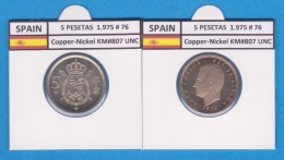 ESPAÑA /JUAN CARLOS I    5  PESETAS  1.975 #76   Cu-Ni   KM#807   SC/UNC  T-DL-9387 - 5 Pesetas