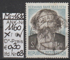 1963 - ÖSTERREICH - SM "100. Geburtstag V. Hermann Bahr" S 1,50 Zweif. -  O Gestempelt -  S. Scan (1160o 03    At) - Gebraucht