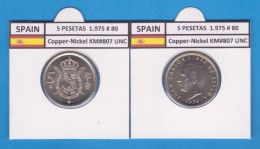 ESPAÑA /JUAN CARLOS I    5  PESETAS  1.975 #80   Cu-Ni   KM#807  SC/UNC   T-DL-9392 - 5 Pesetas
