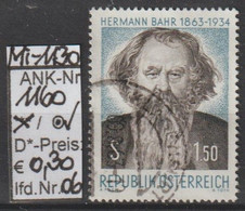 1963 - ÖSTERREICH - SM "100. Geburtstag V. Hermann Bahr" S 1,50 Zweif. -  O Gestempelt -  S. Scan (1160o 06   At) - Usati