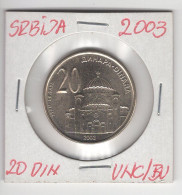 Serbia 20 Dinara 2003 UNC/BU - Servië