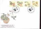 FDC Taiwan 1996 Ancient Chinese Engraving Painting Series Stamps 4-3 - Fruit Vegetable Orange Lotus - FDC