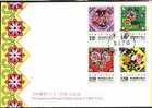 FDC Taiwan 1993 Auspicious Stamps Lotus Sparrow Peach Peony Fruit Flower Bird Butterfly - FDC