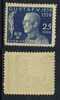 SUEDE / 1928  # 210 * /  25 (+5) ö Bleu - Unused Stamps