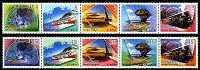 2006 Greeting Stamps Travel Camera Train Waterfall Canoe Park Sailboat Heart Railway Alpine Handbag - Photography