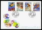 FDC 1999 Outdoor Activities Stamps Surfing Diving Rafting Windsurfing Coral Sail Sport - Immersione