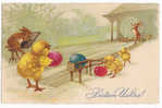 AK Bowlingspiel  KANINCHEN HUHN OSTERN EASTER BOWLING OLD POSTCARD 1934 - Boliche